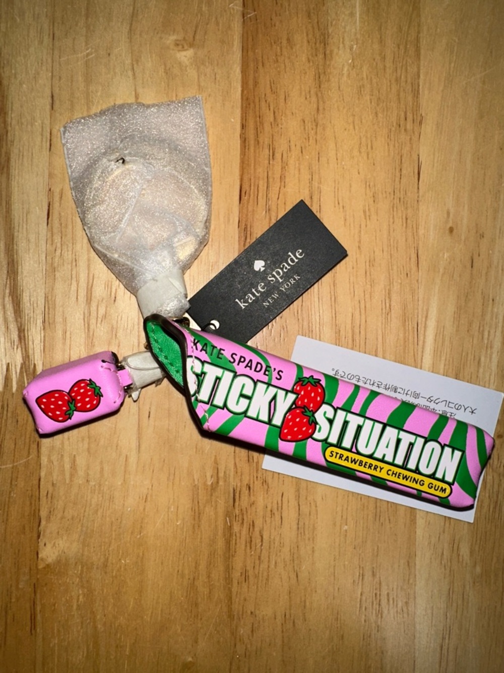 Kate Spade New Pink Strawberry 'Sticky Situation' Keychain Accessory